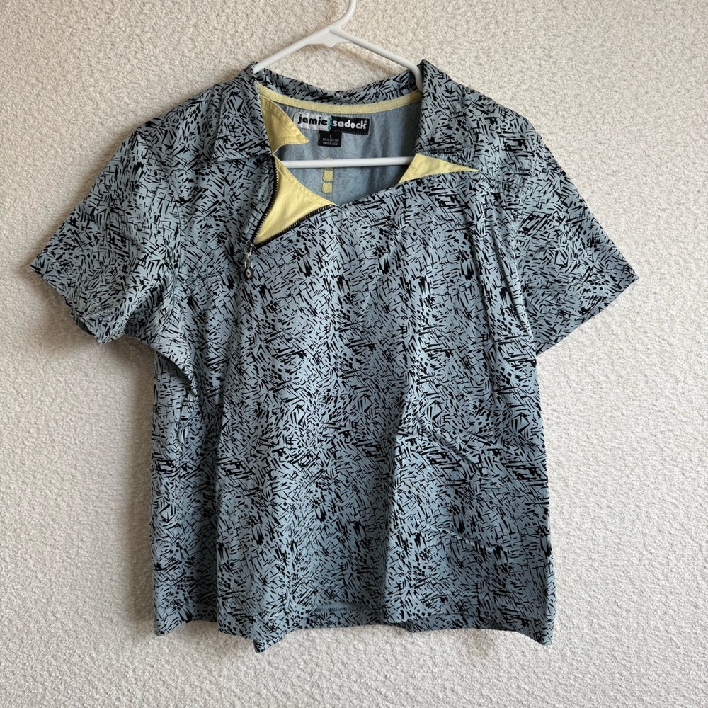 Jamie Sadock Women’s Abstract‎ Print Zippered Short Sleeve Top Size Large
